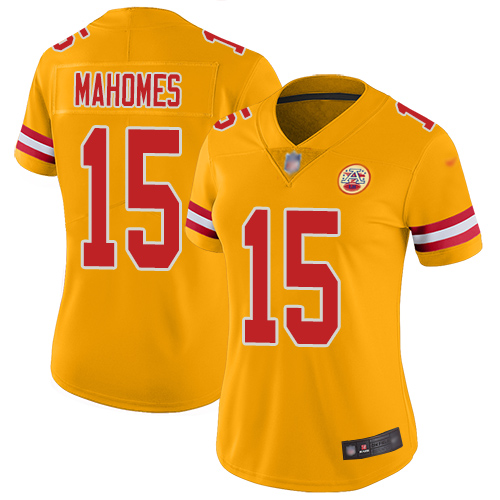 Chiefs #15 Patrick Mahomes Gold Women's Stitched Football Limited Inverted Legend Jersey
