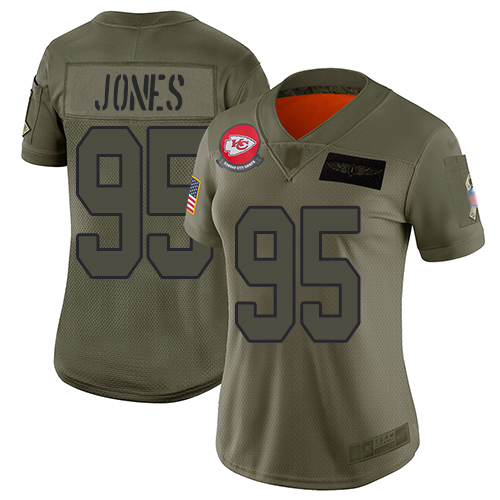 Chiefs #95 Chris Jones Camo Women's Stitched Football Limited 2019 Salute to Service Jersey