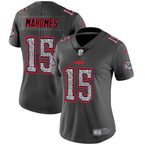 Chiefs #15 Patrick Mahomes Gray Static Women's Stitched Football Vapor Untouchable Limited Jersey