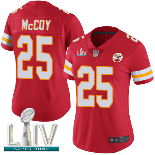 Chiefs #25 LeSean McCoy Red Team Color Super Bowl LIV Bound Women's Stitched Football Vapor Untouchable Limited Jersey