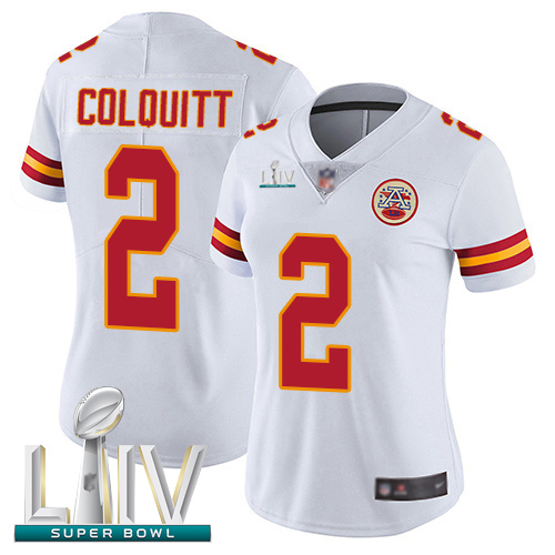 Chiefs #2 Dustin Colquitt White Super Bowl LIV Bound Women's Stitched Football Vapor Untouchable Limited Jersey
