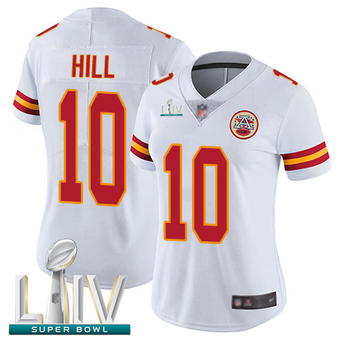 Chiefs #10 Tyreek Hill White Super Bowl LIV Bound Women's Stitched Football Vapor Untouchable Limited Jersey