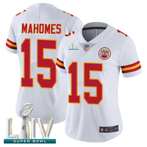 Chiefs #15 Patrick Mahomes White Super Bowl LIV Bound Women's Stitched Football Vapor Untouchable Limited Jersey