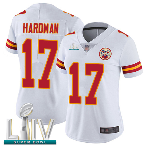 Chiefs #17 Mecole Hardman White Super Bowl LIV Bound Women's Stitched Football Vapor Untouchable Limited Jersey
