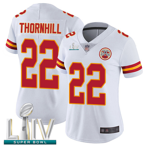 Chiefs #22 Juan Thornhill White Super Bowl LIV Bound Women's Stitched Football Vapor Untouchable Limited Jersey