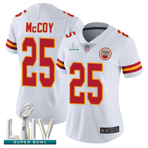Chiefs #25 LeSean McCoy White Super Bowl LIV Bound Women's Stitched Football Vapor Untouchable Limited Jersey
