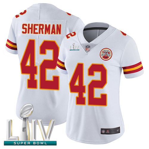 Chiefs #42 Anthony Sherman White Super Bowl LIV Bound Women's Stitched Football Vapor Untouchable Limited Jersey