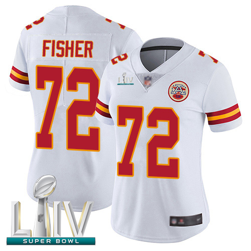 Chiefs #72 Eric Fisher White Super Bowl LIV Bound Women's Stitched Football Vapor Untouchable Limited Jersey
