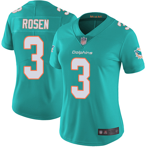Nike Dolphins #3 Josh Rosen Aqua Green Team Color Women's Stitched NFL Vapor Untouchable Limited Jersey
