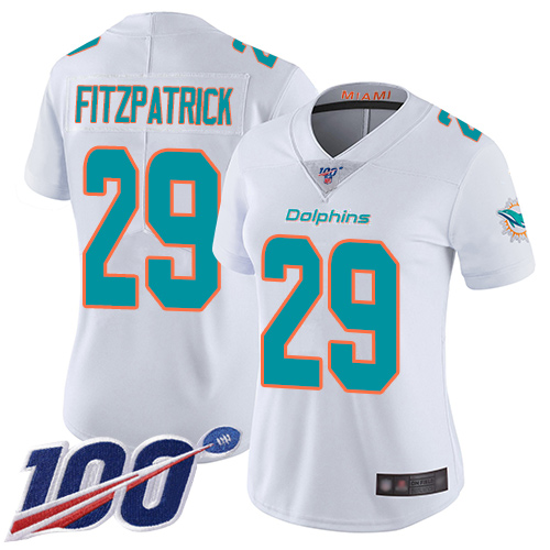 Dolphins #29 Minkah Fitzpatrick White Women's Stitched Football 100th Season Vapor Limited Jersey