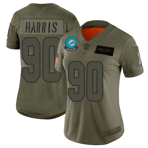 Dolphins #90 Charles Harris Camo Women's Stitched Football Limited 2019 Salute to Service Jersey