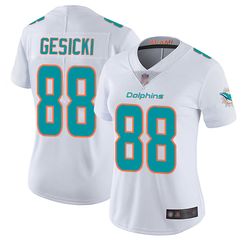 Dolphins #88 Mike Gesicki White Women's Stitched Football Vapor Untouchable Limited Jersey