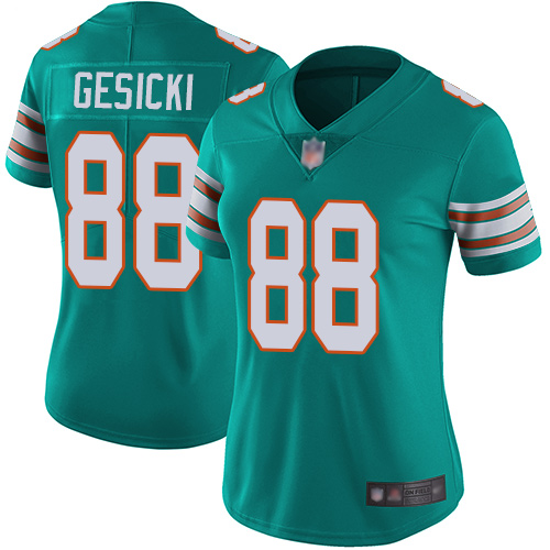 Dolphins #88 Mike Gesicki Aqua Green Alternate Women's Stitched Football Vapor Untouchable Limited Jersey