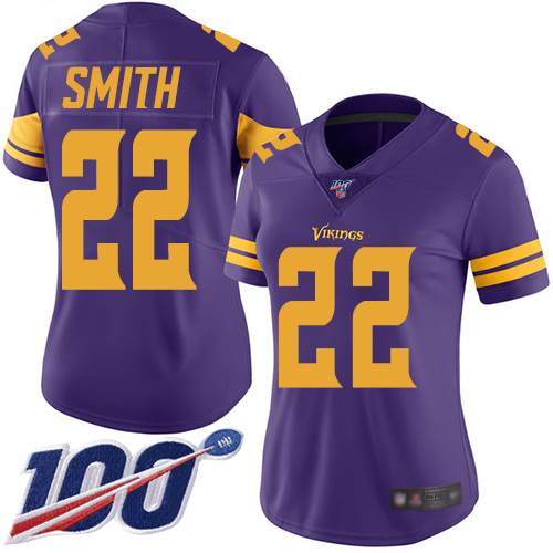 Vikings #22 Harrison Smith Purple Women's Stitched Football Limited Rush 100th Season Jersey