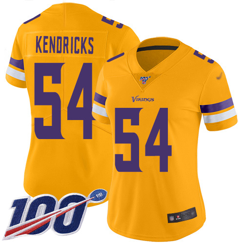 Vikings #54 Eric Kendricks Gold Women's Stitched Football Limited Inverted Legend 100th Season Jersey