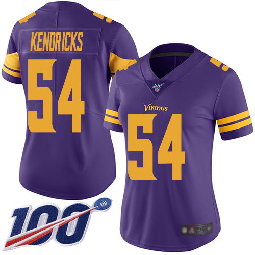 Vikings #54 Eric Kendricks Purple Women's Stitched Football Limited Rush 100th Season Jersey