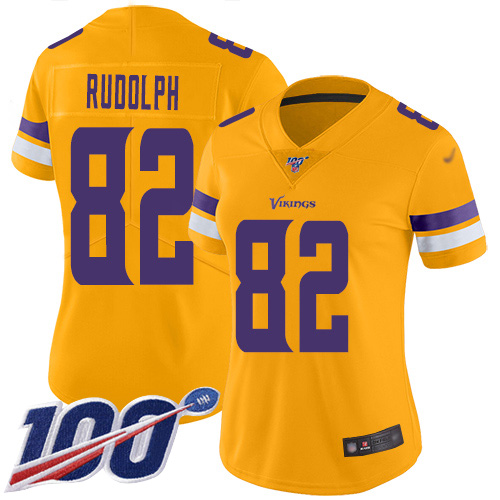Vikings #82 Kyle Rudolph Gold Women's Stitched Football Limited Inverted Legend 100th Season Jersey Vikings #82 Kyle Rudolph Gold Women's Stitched Football Limited Inverted Legend 100th Season Jersey