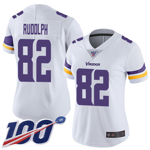 Vikings #82 Kyle Rudolph White Women's Stitched Football 100th Season Vapor Limited Jersey