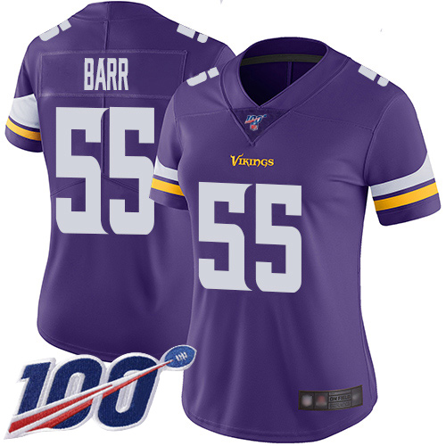 Vikings #55 Anthony Barr Purple Team Color Women's Stitched Football 100th Season Vapor Limited Jersey Vikings #55 Anthony Barr Purple Team Color Women's Stitched Football 100th Season Vapor Limited Jersey