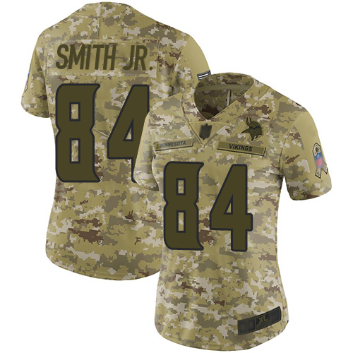 Vikings #84 Irv Smith Jr. Camo Women's Stitched Football Limited 2018 Salute to Service Jersey