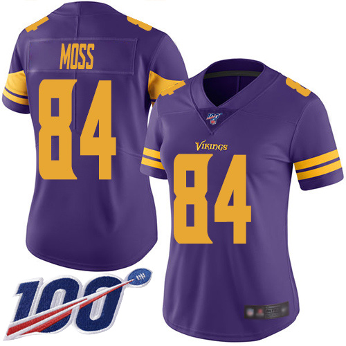 Vikings #84 Randy Moss Purple Women's Stitched Football Limited Rush 100th Season Jersey Vikings #84 Randy Moss Purple Women's Stitched Football Limited Rush 100th Season Jersey