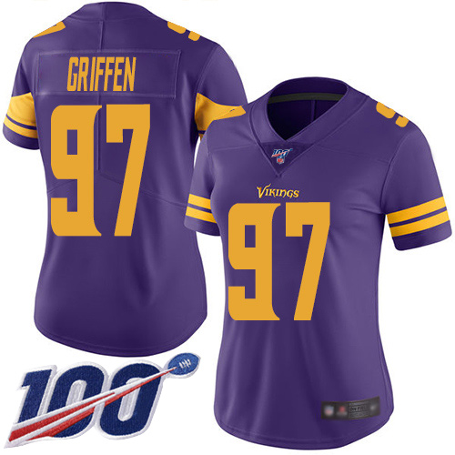Vikings #97 Everson Griffen Purple Women's Stitched Football Limited Rush 100th Season Jersey Vikings #97 Everson Griffen Purple Women's Stitched Football Limited Rush 100th Season Jersey
