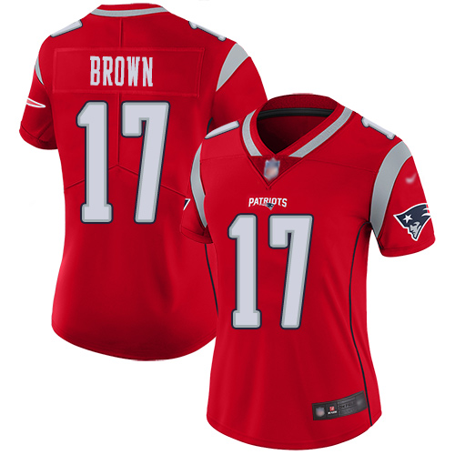 Patriots #17 Antonio Brown Red Women's Stitched Football Limited Inverted Legend Jersey