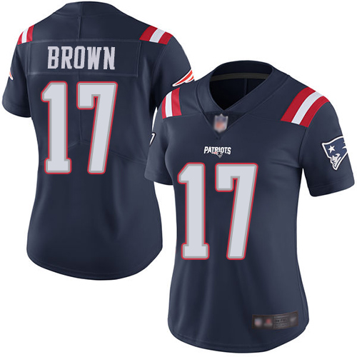 Patriots #17 Antonio Brown Navy Blue Women's Stitched Football Limited Rush Jersey Patriots #17 Antonio Brown Navy Blue Women's Stitched Football Limited Rush Jersey