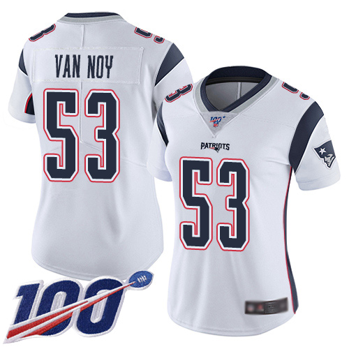 Patriots #53 Kyle Van Noy White Women's Stitched Football 100th Season Vapor Limited Jersey