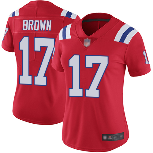 Patriots #17 Antonio Brown Red Alternate Women's Stitched Football Vapor Untouchable Limited Jersey