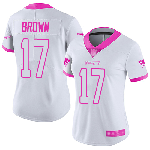 Patriots #17 Antonio Brown White/Pink Women's Stitched Football Limited Rush Fashion Jersey Patriots #17 Antonio Brown White/Pink Women's Stitched Football Limited Rush Fashion Jersey