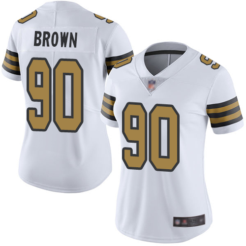 Nike Saints #90 Malcom Brown White Women's Stitched NFL Limited Rush Jersey Nike Saints #90 Malcom Brown White Women's Stitched NFL Limited Rush Jersey