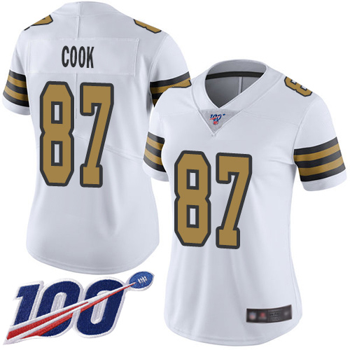 Saints #87 Jared Cook White Women's Stitched Football Limited Rush 100th Season Jersey Saints #87 Jared Cook White Women's Stitched Football Limited Rush 100th Season Jersey