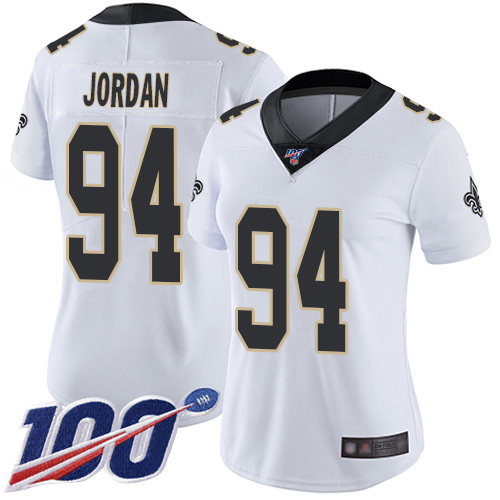 Saints #94 Cameron Jordan White Women's Stitched Football 100th Season Vapor Limited Jersey Saints #94 Cameron Jordan White Women's Stitched Football 100th Season Vapor Limited Jersey