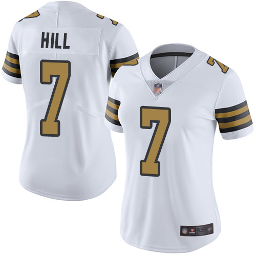 Saints #7 Taysom Hill White Women's Stitched Football Limited Rush Jersey