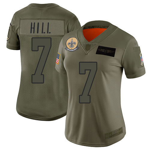 Saints #7 Taysom Hill Camo Women's Stitched Football Limited 2019 Salute to Service Jersey
