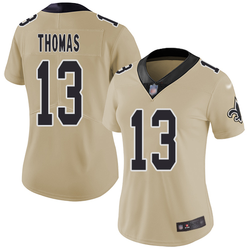 Saints #13 Michael Thomas Gold Women's Stitched Football Limited Inverted Legend Jersey