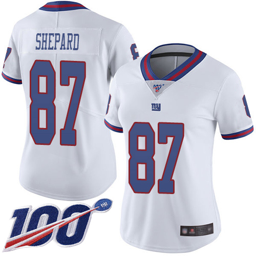 Giants #87 Sterling Shepard White Women's Stitched Football Limited Rush 100th Season Jersey