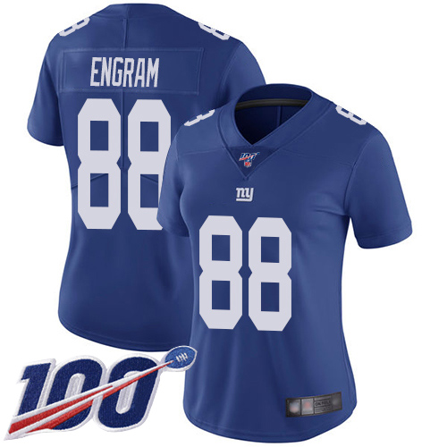 Giants #88 Evan Engram Royal Blue Team Color Women's Stitched Football 100th Season Vapor Limited Jersey