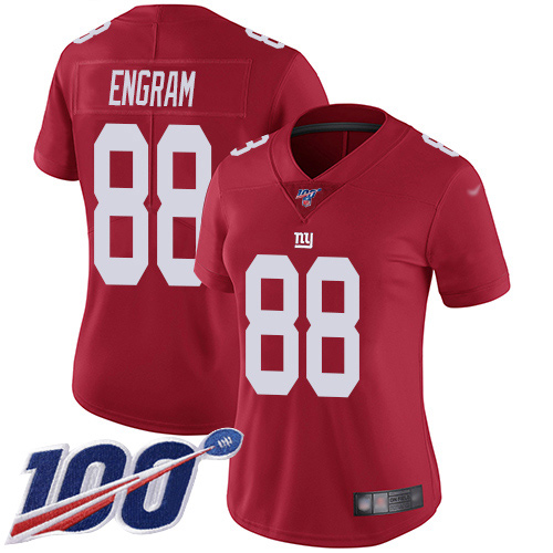 Giants #88 Evan Engram Red Alternate Women's Stitched Football 100th Season Vapor Limited Jersey