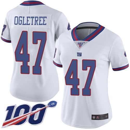 Giants #47 Alec Ogletree White Women's Stitched Football Limited Rush 100th Season Jersey Giants #47 Alec Ogletree White Women's Stitched Football Limited Rush 100th Season Jersey