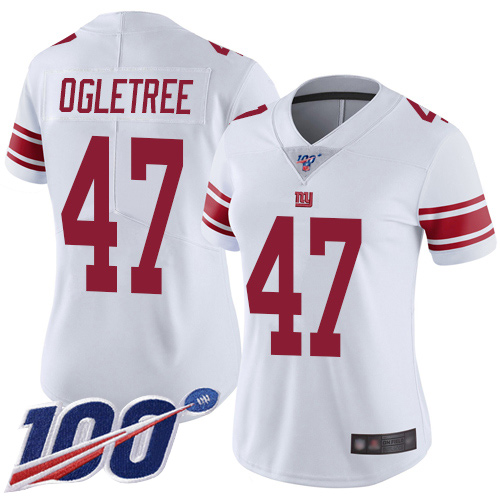 Giants #47 Alec Ogletree White Women's Stitched Football 100th Season Vapor Limited Jersey