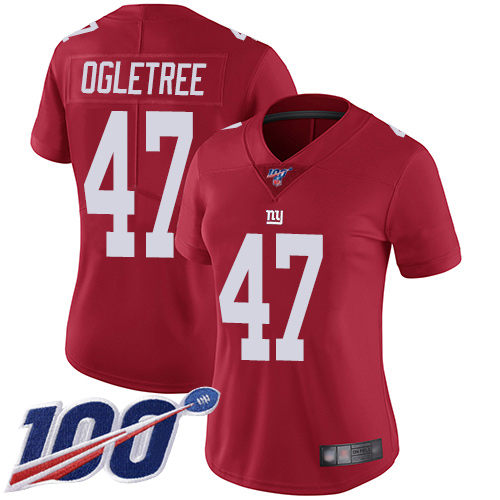Giants #47 Alec Ogletree Red Alternate Women's Stitched Football 100th Season Vapor Limited Jersey