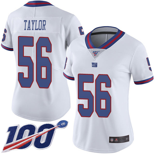Giants #56 Lawrence Taylor White Women's Stitched Football Limited Rush 100th Season Jersey