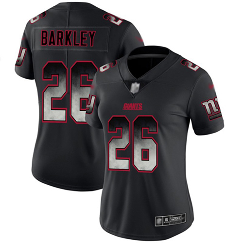 Giants #26 Saquon Barkley Black Women's Stitched Football Vapor Untouchable Limited Smoke Fashion Jersey