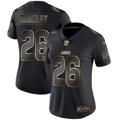 Giants #26 Saquon Barkley Black/Gold Women's Stitched Football Vapor Untouchable Limited Jersey