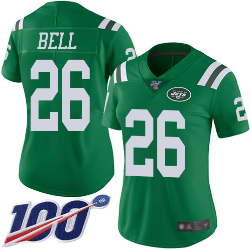 Jets #26 Le'Veon Bell Green Women's Stitched Football Limited Rush 100th Season Jersey