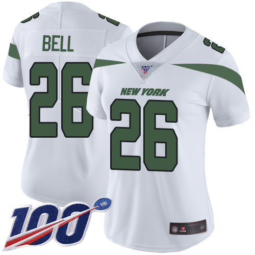 Jets #26 Le'Veon Bell White Women's Stitched Football 100th Season Vapor Limited Jersey
