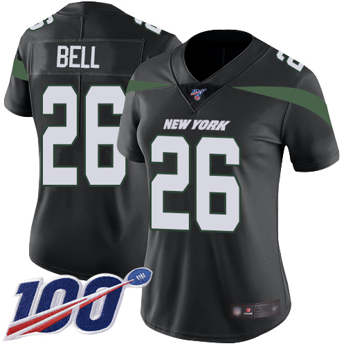 Jets #26 Le'Veon Bell Black Alternate Women's Stitched Football 100th Season Vapor Limited Jersey