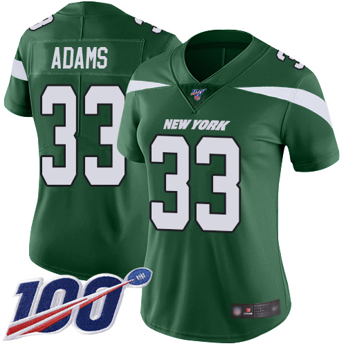 Jets #33 Jamal Adams Green Team Color Women's Stitched Football 100th Season Vapor Limited Jersey